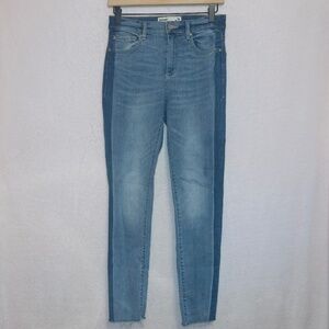 Garage Denim Light Wash High Rise Tuxedo Side Stripe Ankle Skinny Jeans size 7